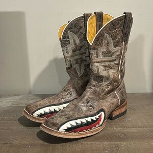 TIN HAUL "Sharky" Bomber cowboy western square toe boots 11D
